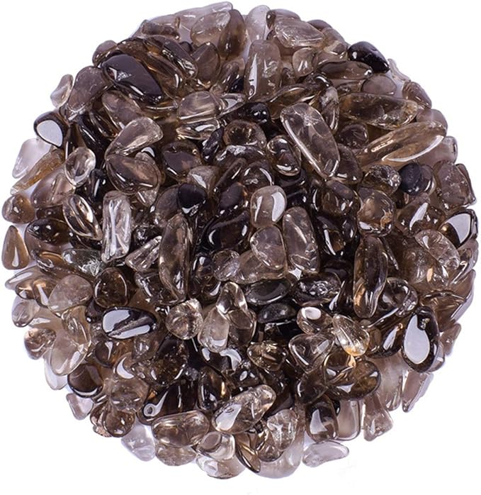 IMALY Smoky Quartz Tumbled Chips Stone Polished Crushed Healing Crystal Quartz Pieces Irregular Shaped Stones for Home Decorative Stones Vases Plants Succulents 0.5lb