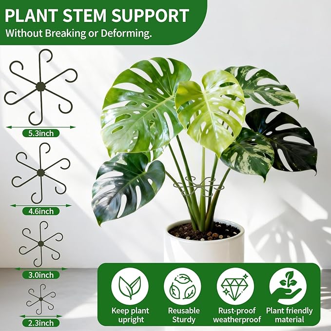 30Pcs Plant Stakes for Indoor Plants, Stackable Monstera Stake with Stem Supports & Garden Wire for Monstera, Pothos, Money Plant, Outdoor Plants