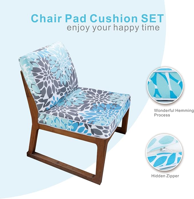 JMGBird Premium Outdoor Chair Cushions Set of 2-22x22 inch Seat Cushions with Ties, Weather Resistant for Patio Furniture