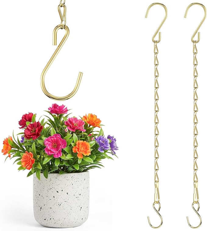 EBOOT 2 Pcs Hanging Chain for Bird Feeders, Planters, Lanterns and Ornaments(19.7 Inch,Gold)