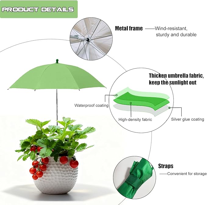 Plant Umbrella Shade For Outdoor Plants, Adjustable Height Plant Shade Umbrella Garden Sun Shade Cover For Potted Plants Garden Bed Flower Pot From Sun And Rain