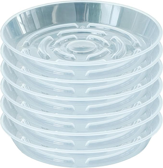 6 Packs Plant Saucer Pot Tray, 8 inch Clear Flower Planter Saucers and Drip Trays, Plastic Flower Planter Saucers for Indoors Outdoors, Heavy Durable Plant Plate Water Catcher
