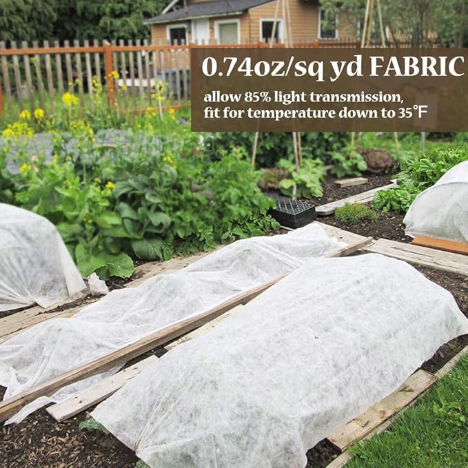 Plant Covers Freeze Protection 10 ft x 10 ft Floating Row Cover 0.9oz/yd² Garden Fabric Plant Cover for Winter Frost/Sun Pest Protection (10FT X 10FT)