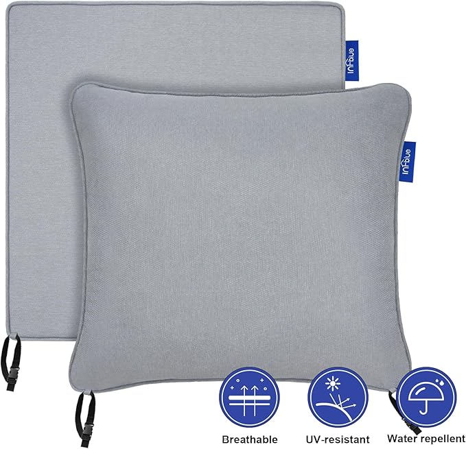 Deep Seat Cushions, Outdoor Cushions, Patio Furniture Cushions, Deep Seat & Back Cushion Patio Cushions for Backyard Couch Sofa Fade Resistant (24x24x4 inches 4 Sets, Light Grey)
