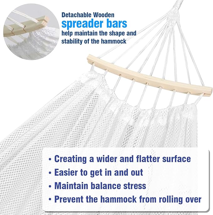 Anyoo Breathable Fabric Hammock with Spreader Bar - Sturdy Up to 450lbs Portable Hammock with Travel Bag for Garden, Outdoor/Indoor Patio, Backyard