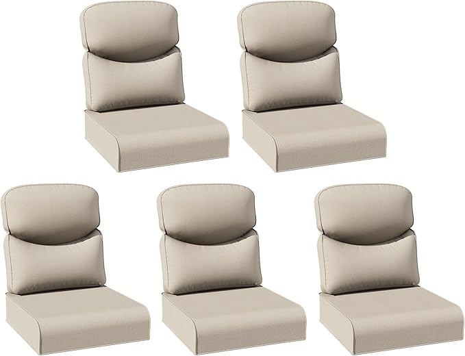 Joyside Outdoor Chair Cushions Set, 24x24 Inch Smile Patio Furniture Cushions, 6’’ Thick, Water Resistant & Fade Resistant, Outdoor Replacement Cushions for Seat and Sofa
