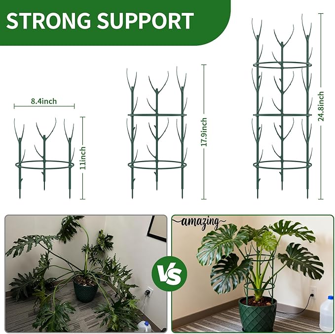 30Pcs Plant Stakes for Indoor Plants, Stackable Monstera Stake with Stem Supports & Garden Wire for Monstera, Pothos, Money Plant, Outdoor Plants