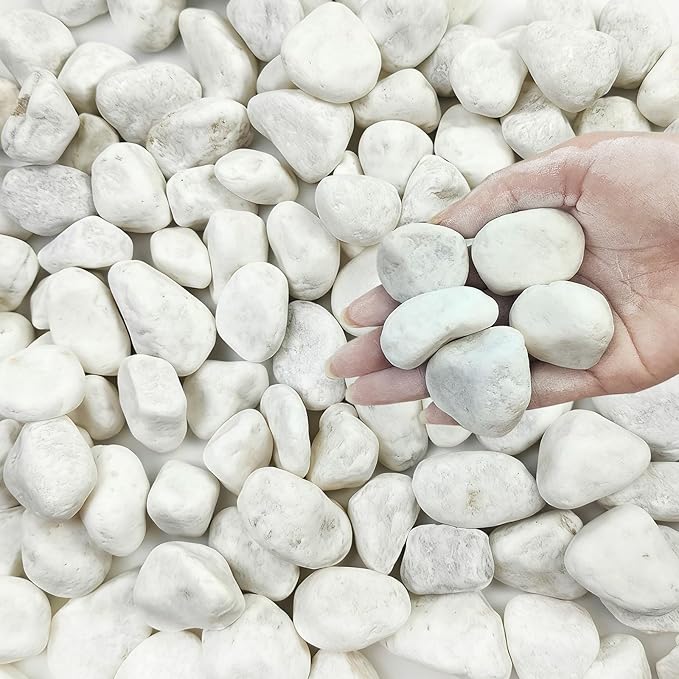 40 lbs White Rocks for Landscaping, 1-2 Inch White Gravel. Decorative Pebbles Stones for Plants, Vases, Craft and Garden