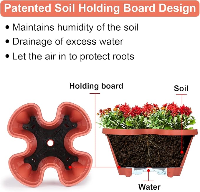 GameXcel Vertical Planter 5 Tier Stackable Planters Garden Planters Strawberry Herb Flower and Vegetable Planter Indoor Outdoor Gardening Pots with Removable Wheels and Tools