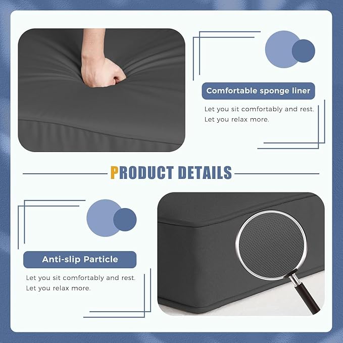 Betterland Outdoor Cushions for Patio Furniture, Replacement Patio Cushion for Patio Sofa Sets, Water-Resistant and Spongy Cushions for Outdoor Sectional（Dark Grey）