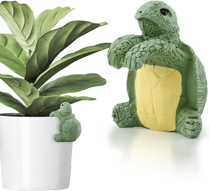 Flower Pot Decorations – Realistic Resin Turtle Statue, Pot Hugger & Hanging Ornament | Lifelike Climbing Design for Garden, Aquarium & Home – Patio Decor Essential