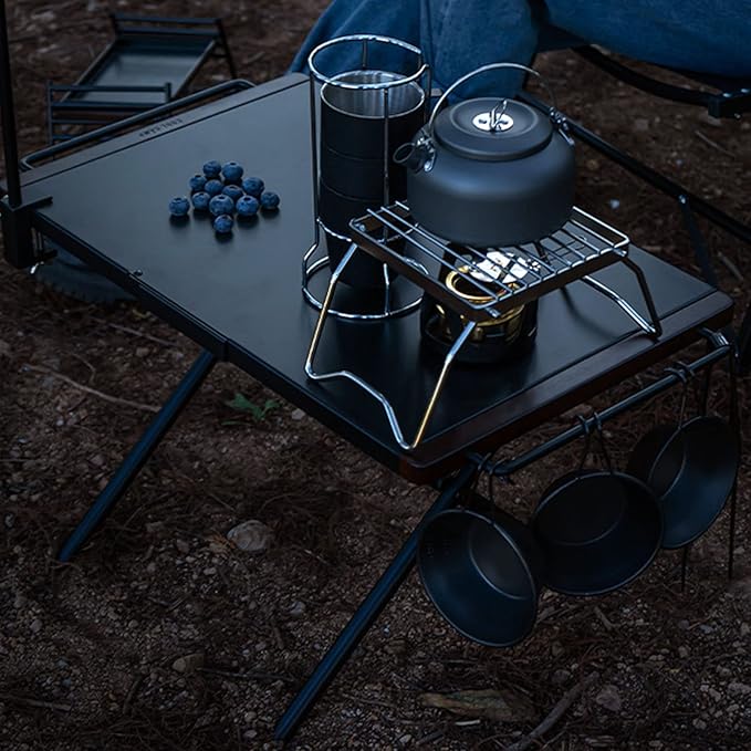 Folding Camping Table, Portable Picnic Table Outdoor Table with Hanging Side Pipe, Sturdy Lightweight Picnic Table with Storage Bag, Camping Accessories for Home Picnic BBQ Garden Cooking