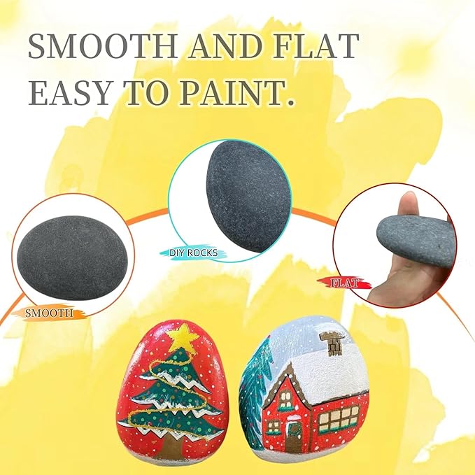 60 PCS Rocks for Painting, 1.5"-3.0" Flat DIY Painting Rocks, Medium & Small Smooth Rocks for Crafts, Arts,Decoration, Kindness Rocks Hand Picked for Painting