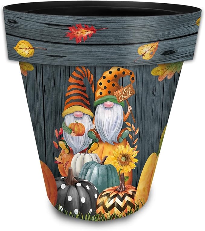 Briarwood Lane Fall Planter 14" x 15" x 15" Fall Gnomes Large for Fall Planter