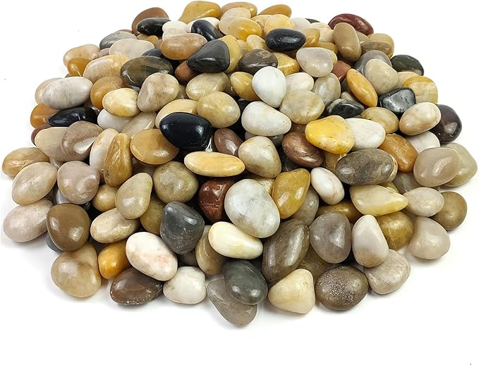 River Rocks for Landscaping, Natural Polished Pebbles for Indoor Plants, Small Decorative Mixed Color Stones for Vase Fish Tank Aquariums Landscaping Garden, 20lbs