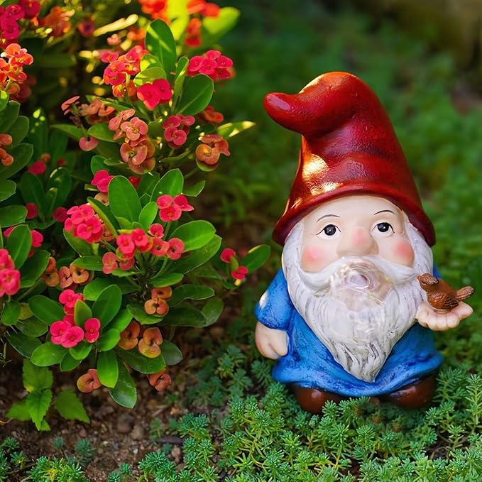 Garden Gnome Statue Solar Light Outdoor Decorations Gnome Figurine Light for Outdoor Patio Balcony Yard Porch Lawn for Women Mom Grandma Family Friend 6.10" D x 4.33" W x 7.09" H