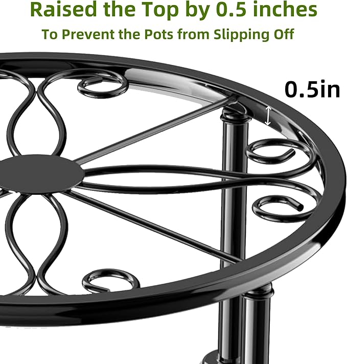 1 Pack Metal Plant Stands, Small Flower Pot Stand for Garden Home, Anti-rust Round Plant holders Display Shelf for Indoor/Outdoor