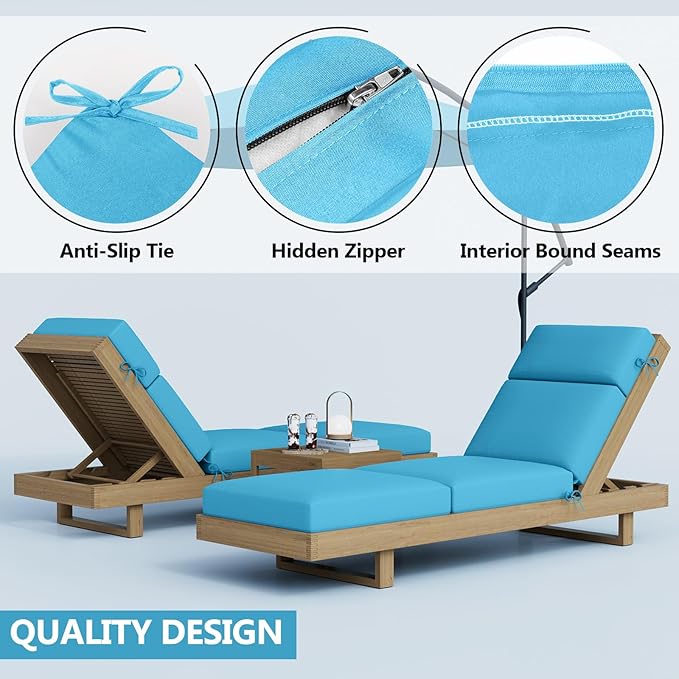 4 Pcs Chaise Lounge Cushions Outdoor, 80 x 26 x 4 Inch Lounge Chair Cushions for Outdoor Furniture - Waterproof Lounge Patio Replacement Cushion, 4In Fade-Resistant ThickPatio Chaise Lounge Cushion
