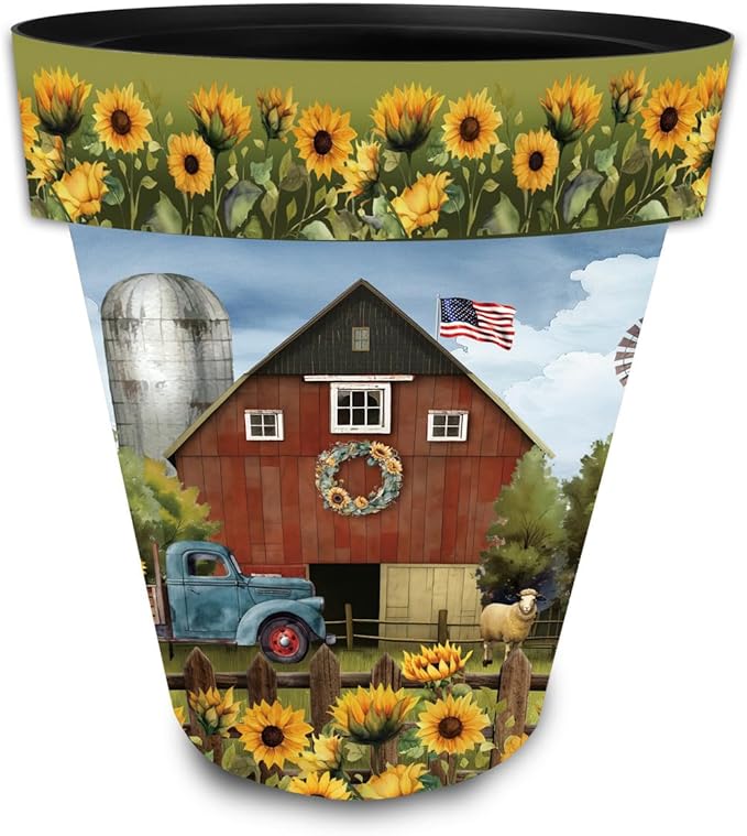 Briarwood Lane Summer Planter 14" x 15" x 15" Sunflower Barn Large for Summer Planter