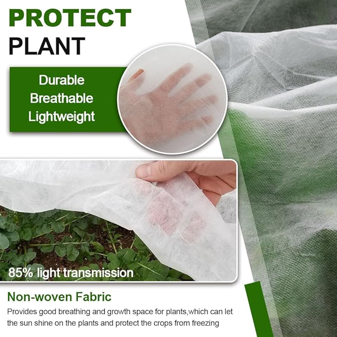 Floating Row Cover for Garden Plants 6.5 × 16.4 FT, 1.2oz Frost Protection Blanket for Cold Nights, Breathable Plant Cover for Spring Frost, Seedlings, Vegetables & Raised Beds