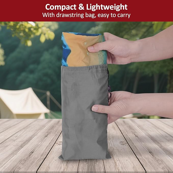 KENOBEE Picnic Table Cover with Bench Covers 6FT 3PCS, Camping Essentials Waterproof Windproof Tablecloth with Drawstring Bag, Fitted Rectangle Tables and Seats, 72", Lakeside Ember