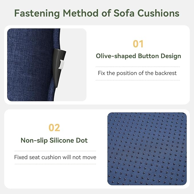 Replacement Cushions for Outdoor Furniture, 7-Piece Outdoor Cushions for Patio Furniture, Waterproof & Fade Resistant Couch Cushion for 4-Seat Patio Conversation Sets, Navy Blue