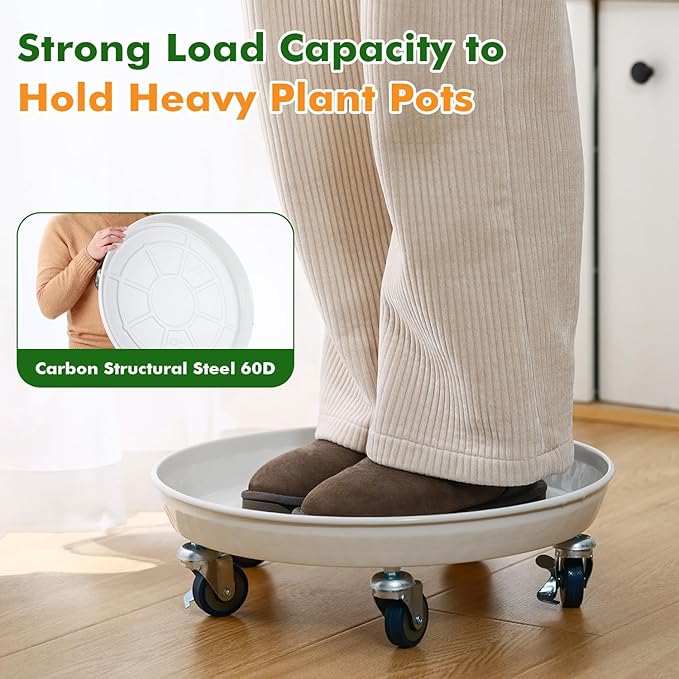 3 Packs 16 inches Metal Plant Caddy with Wheels Extra-large Rolling Plant Stand Heavy-duty Iron Plant Dolly Casters for Indoor Outdoor Flower Pot Mover Roller Coasters