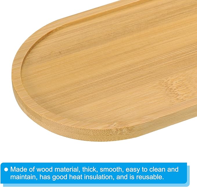PATIKIL Bamboo Wood Saucer, 7x4 Inch Rectangular Wooden Plant Drainage Tray Bonsai Plants Saucer Succulent Pot for Home Balcony