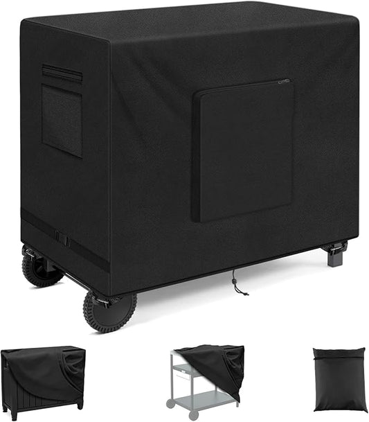 SIRUITON Outdoor Bar Cart Cover for 30 Inch Portable Outdoor Table, Heavy Duty 600D Oxford Fabric Outdoor Waterproof BBQ/Worktable Metal Movable Table Cover