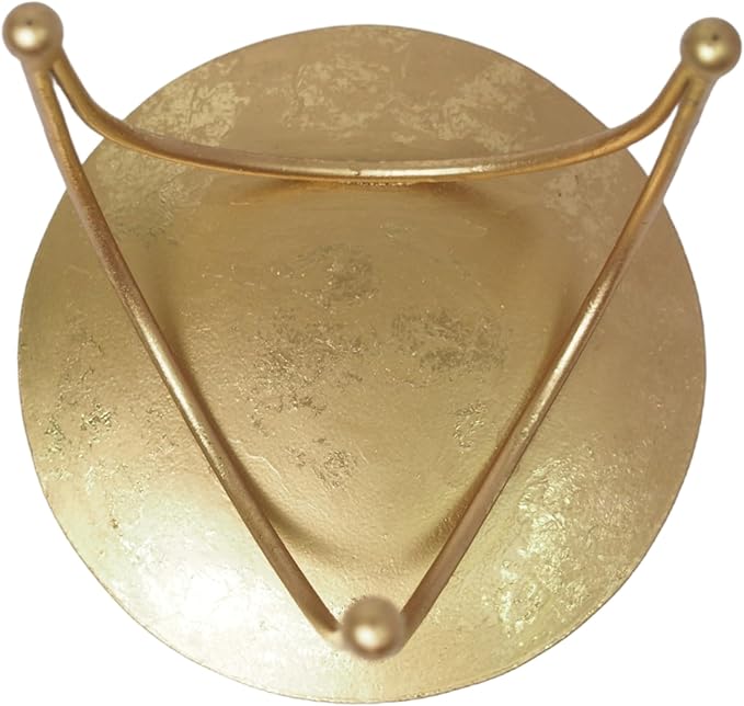 Hosley® Iron Pillar Candle Holders 4 Inch Diameter Tripod Stand Table Centrepiece Perfect for Home Decor, Wedding, Parties, Living Room Pack of 2, Gold