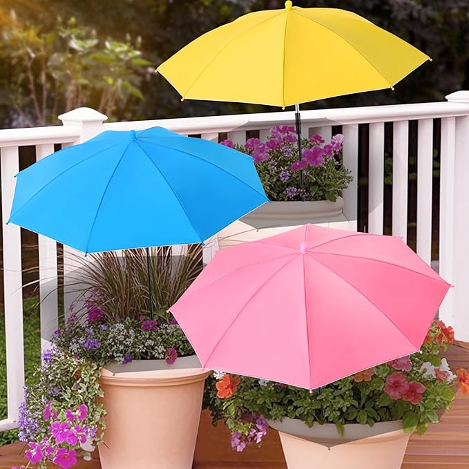 3 Pack Plant Umbrellas for Outdoor Plants - Adjustable Height Garden Umbrella Shade for Potted Plants Garden Beds Flower Pot, Provide Shade to ‌Defend Plants from Blazing Sun, Upgraded Larger Size