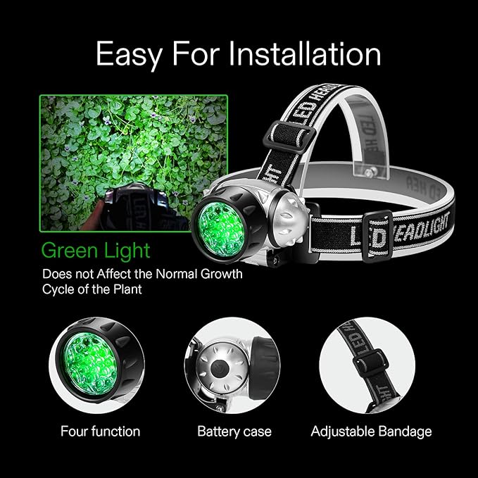 VIVOSUN 2 Pack 19 Bulbs High Intensity LED Green Light Grow Room Headlight