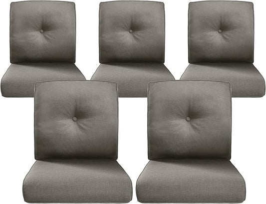Belord Luxury 4" Thick Outdoor Cushion 5 Set - 22 x24 Inch 28D Sponge Filling Fade-Resistant Chair Cushion, Spill Proof Removable Patio Furniture Replacement Cushions for Sofa Bench Swing - Grey