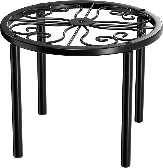 Plant Stand Plant Holder - 7.9 x 7.9 x 5.9 inches Flower Stand for Garden Courtyard, Heavy Duty Plant Rack for Multiple Plant Indoor or Outdoor, Black.