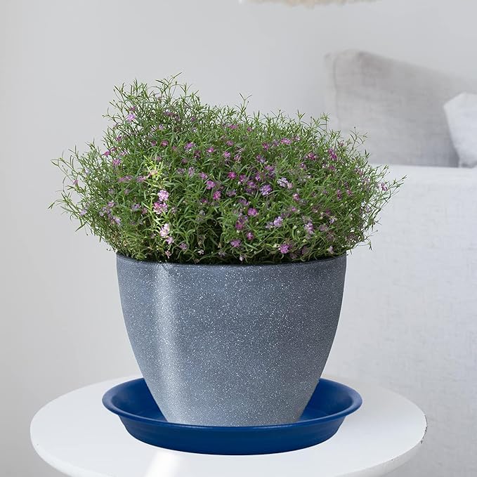 Plant Saucer Pot Tray 10 inch, 2 Packs Plant Drainage Trays, Plastic Flower Planter Saucers and Drip Trays for Indoors, Heavy Durable Plant Plate Water Catcher (Blue)