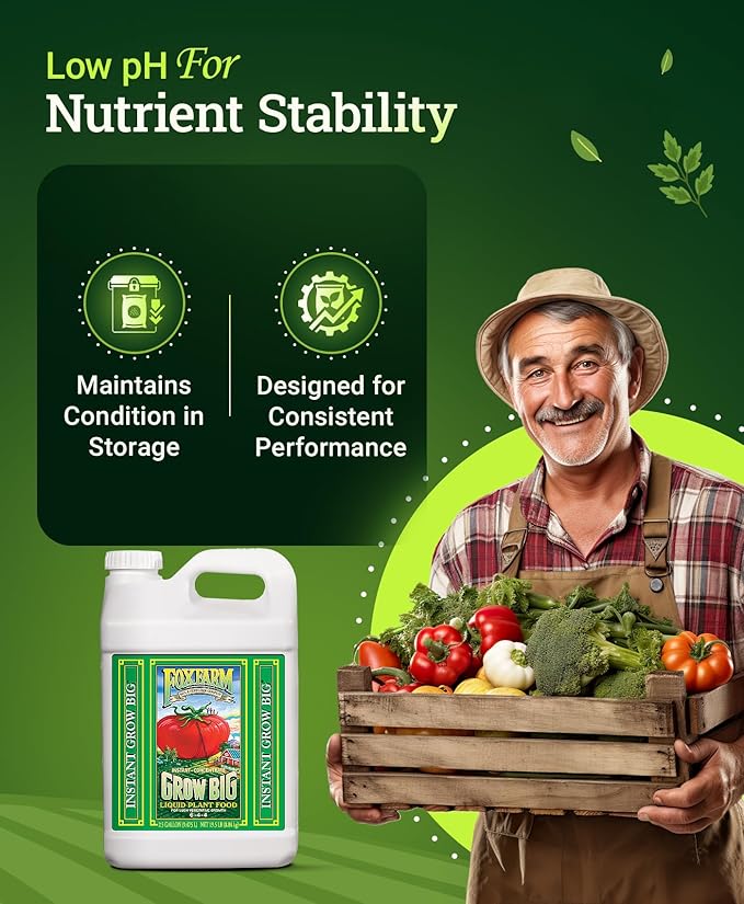 FoxFarm Grow Big Liquid Plant Food - Bloom Fertilizer for Flowers, Fruits, and Vegetables, Perfect for Indoor & Outdoor Potted Plants, NPK 6-4-4 (2.5 Gallons)