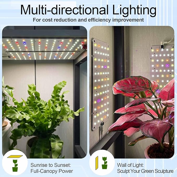 DOMMIA Panel Grow Light for Indoor Plants, 20W Ultra-Thin Full Spectrum LED Grow Light for Shelf & Cabinet, Dimmable with 6/12/16H Timer, Pinkish White, 2-Pack