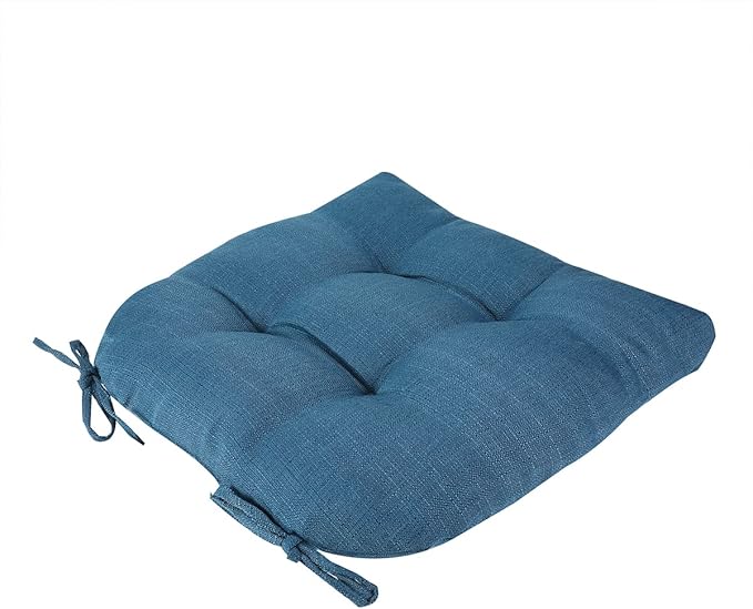 FUNHOME Outdoor Chair Cushions 19 x19 Inch,Water Resistant Tufted Seat Cushions 19",Reversible,Weather Resistant,Rounded Back Wicker Chair Cushion for Patio Garden Furniture(Light Blue)
