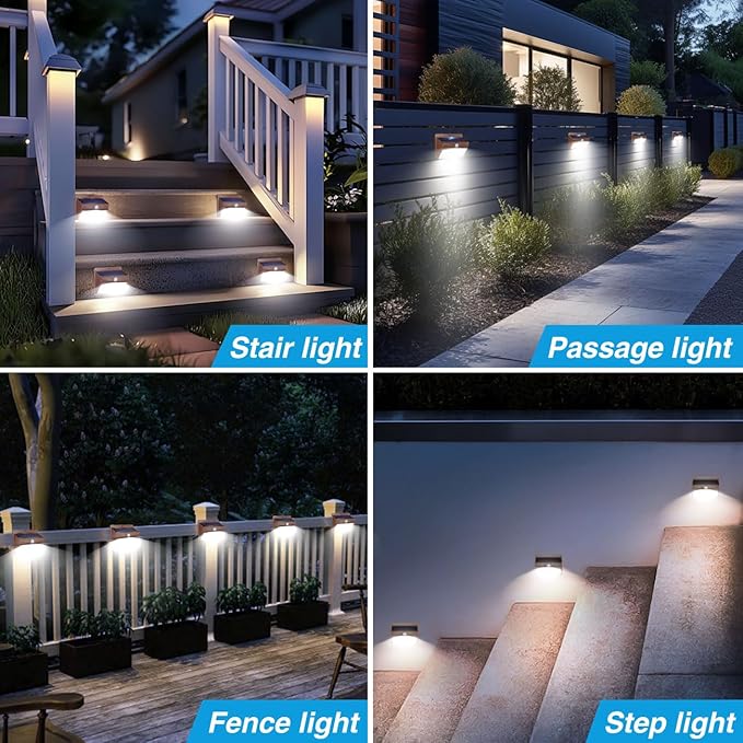 Peasur 16 Packs Solar Outdoor Lights Motion Sensor Solar Security Light Waterproof with 3 Lighting Modes Solar Powered Wall Lights Outside for Garden Fence Yard, Brown