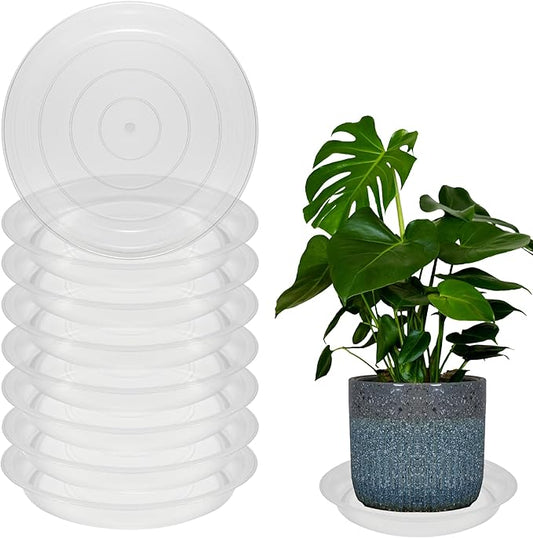 8 Pack 18 Inch Round Plant Saucers for Less 16 Inch Pot Indoors Outdoors Plant Trays for Pots Planter Saucer Plastic Drip Tray Planter Water Tray(Clear, 18"(8pcs))