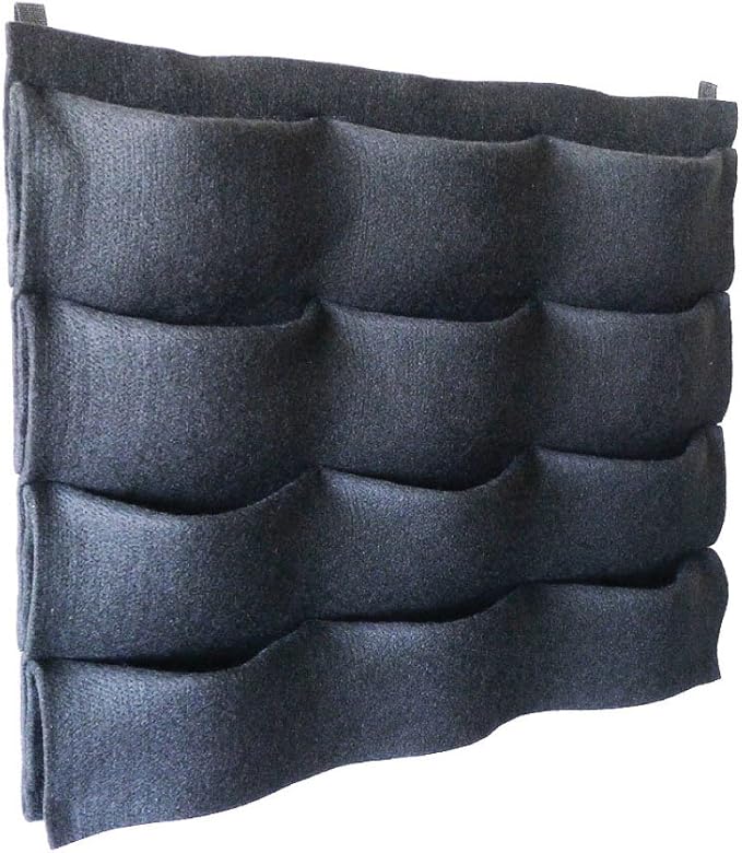 12-Pocket Living Wall Planting Modular Vertical Garden System - Rigid Waterproof Panel Kit Includes Water Wicking Root Wraps & Easy Hanging Tabs