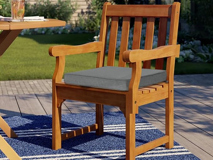 Outdoor Chair Cushions 18x18 Inch,Set of 2,Water Resistant Chair Pads with Ties,Square Seat Cushion 18"x18"x2.5",Patio Chair Cushion for Garden,Backyard Furniture(Dark Gray)