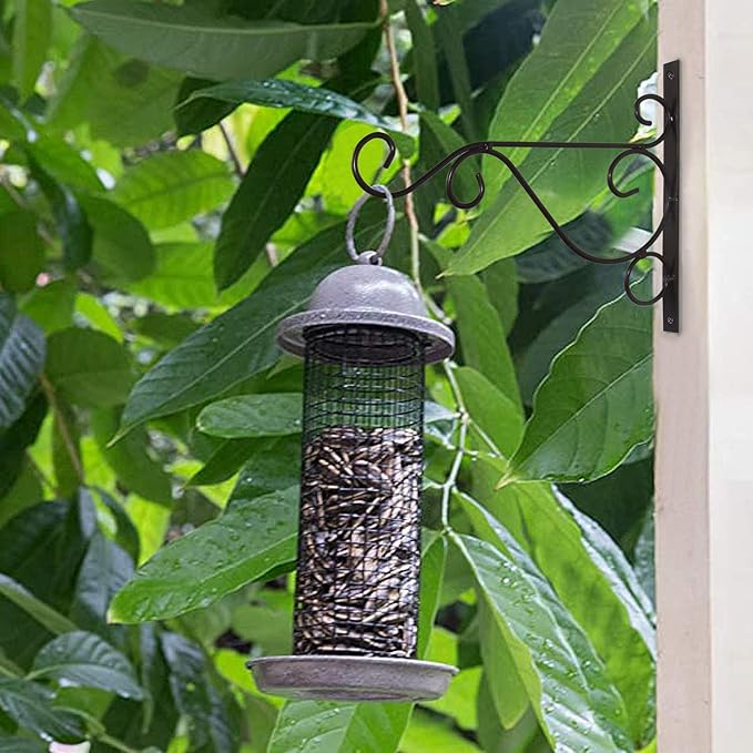 Fashion&cool Hanging Plant Brackets, Pack of 2 10 inch Iron Wall Mount Plant Hanging Hooks Metal Wall Brackets Hangers for Indoor Outdoor Planter Bird Feeder Lanterns Wind Chimes with Screws