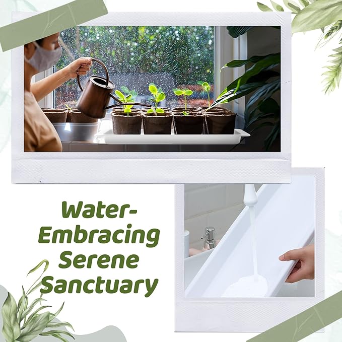 4 Pack White 24 x 8 x 1.6 Inch Rectangle Plant Saucer Large Plastic Plant Tray Water Drip Trays for Windowsill Flower Pot Planter Drainage Germination Garden Indoor Outdoor Use