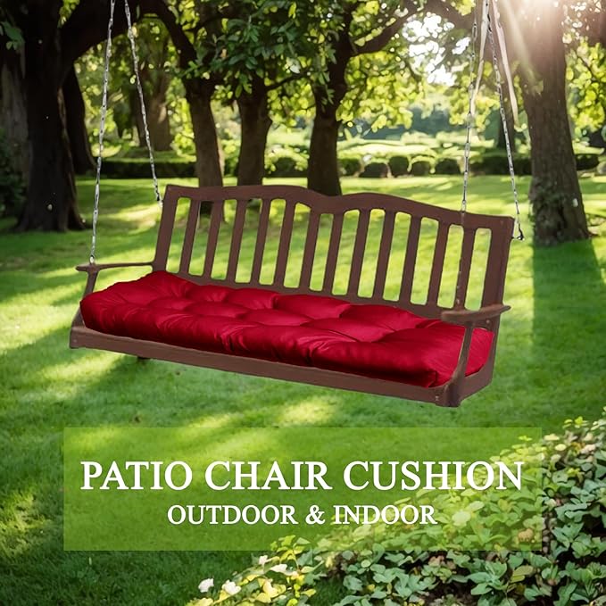MTMR Water-Repellent Outdoor Bench Cushion-44X19 Inch Tufted Porch Swing Cushions with High Elasticity PP Cotton and Durable Ties, Thick Bench Seat Cushions for Patio Furnitures, Indoor Window Cushion