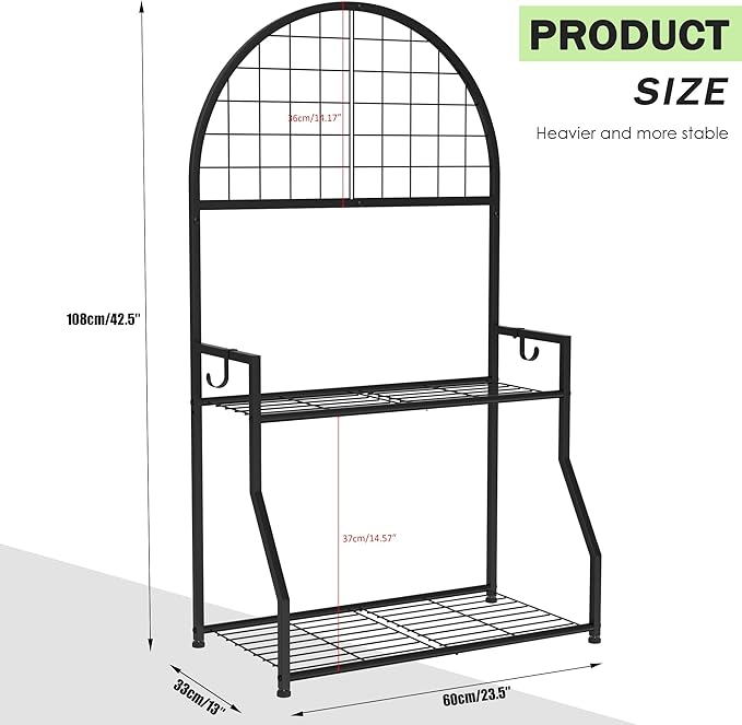 2 Tier Plant Stand Indoor Outdoor, Metal Plant Display Stand Plants Shelf Rack for Multiple Plants, Black Flower Plante Pots Holder for Patio Garden Balcony Living Room