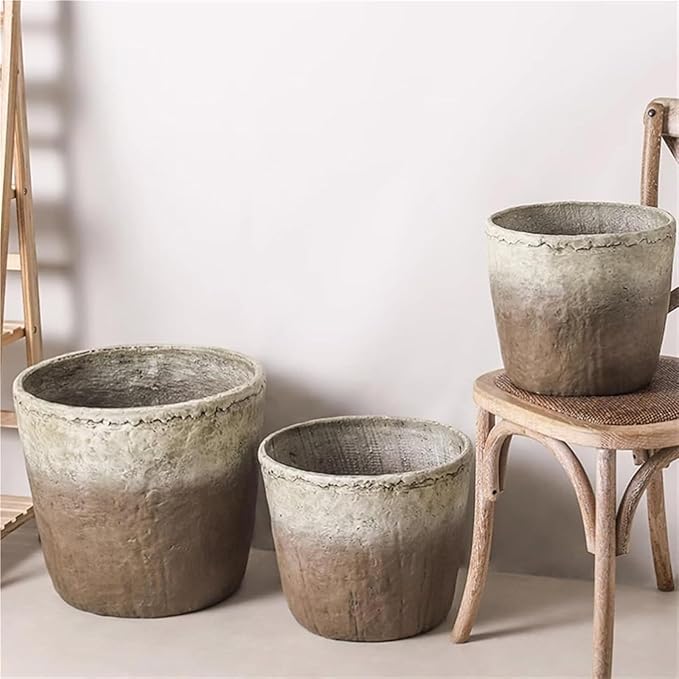 Vintage Plant Pot Flower Pots with Drainage Holes Creative Large Floor Planters Garden Decor(Large)