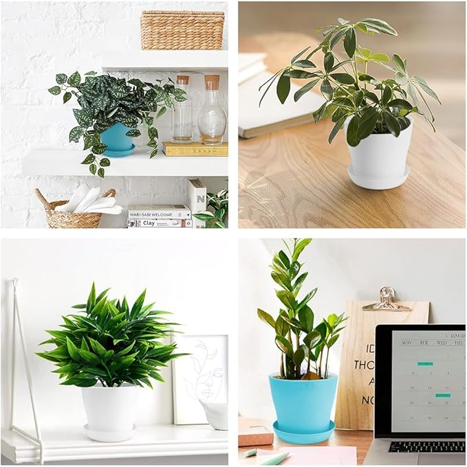 OALCQ 4 Inch Plant Pots - 10 Pcs Blue Flower Pots for Indoor Succulent Plants with Drainage