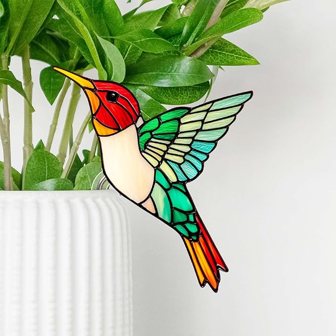 Bird Acrylic Stakes 4.5 Inch Colorful Bird Garden Decoration Acrylic Plant Label Signs for Flower Pot Planter House Decors Indoor Outdoor Plant Pot Decoration (Bird2)