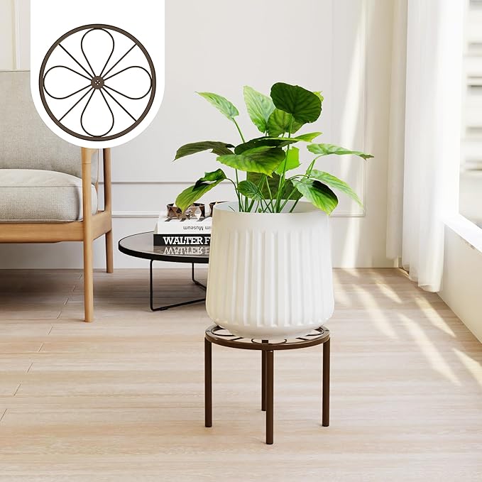 Plant Stand Plant Holder -7.9 x 7.9 x 5.9 inches Plant Riser for Garden Courtyard, Heavy Duty Flower Stand for Multiple Plant Indoor or Outdoor, Brown.